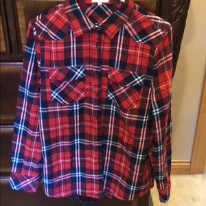 Flannel shirt with suede looking elbows